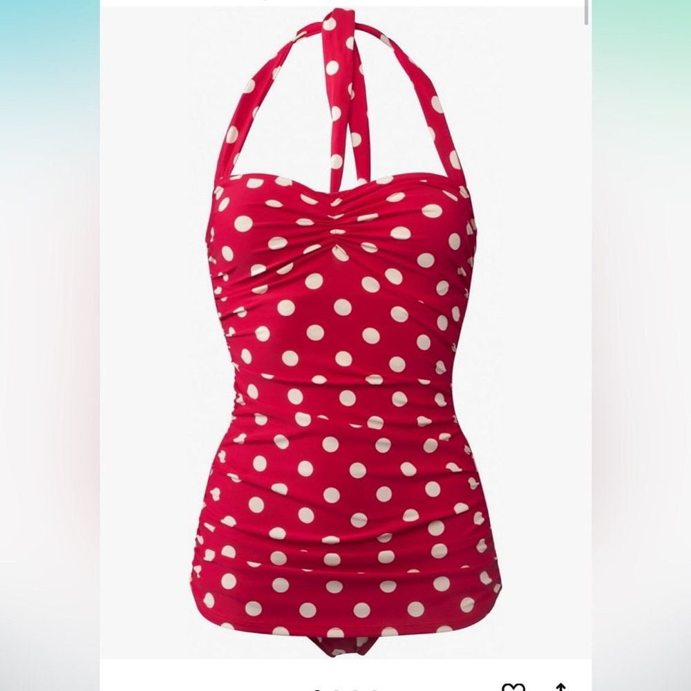 NWOT Esther Williams Bombshell Pinup Red Polka Dot Swimsuit